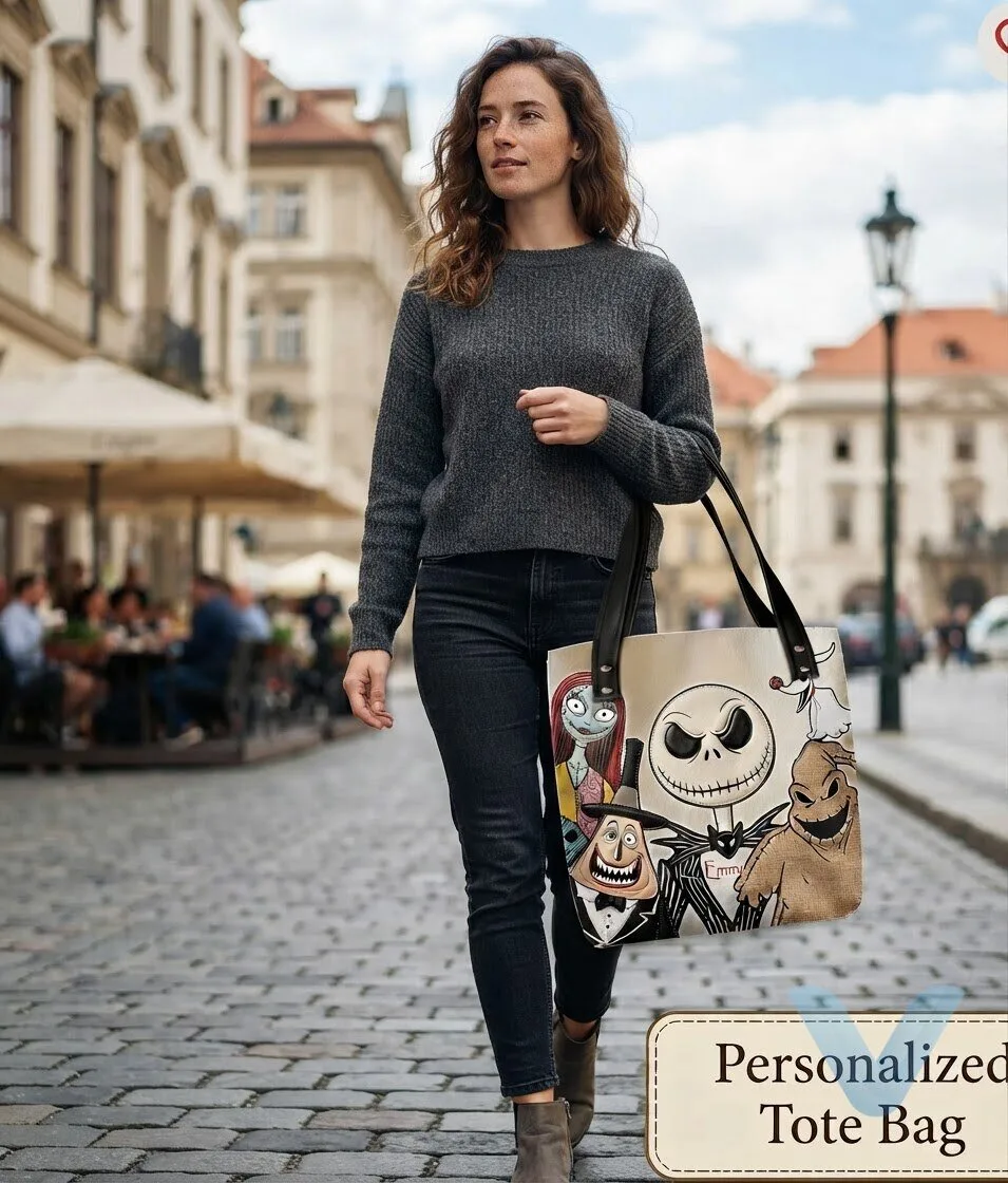 The Nightmare Before Christmas Jack Skellington, Sally, Zero, Lock, and Oogie Boogie personalized name tote bag 6 The Nightmare Before Christmas Jack Skellington, Sally, Zero, Lock, and Oogie Boogie personalized name tote bag