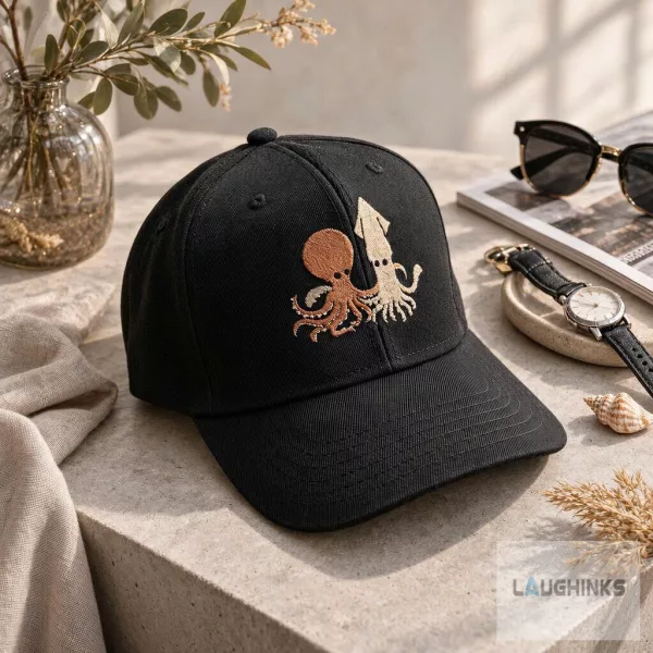 Octopus And Squid Embroidered Baseball Cap Dad Hat