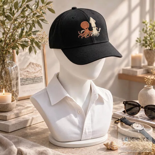 Octopus And Squid Embroidered Baseball Cap Dad Hat 1 Octopus And Squid Embroidered Baseball Cap Dad Hat