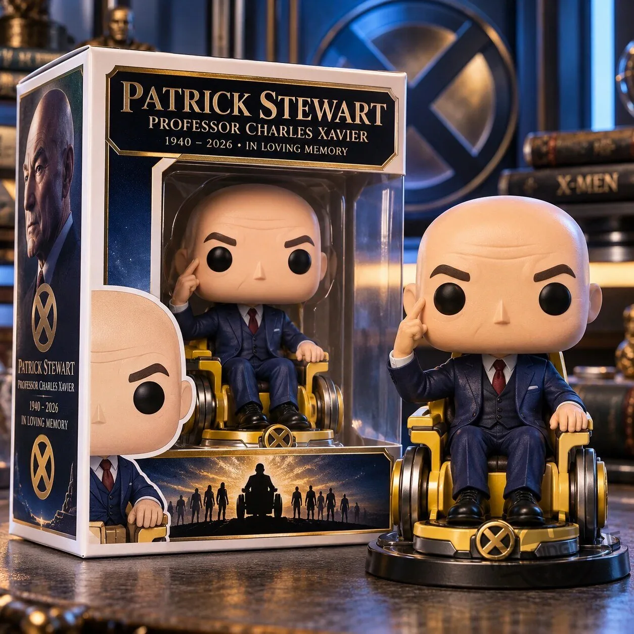 Patrick Stewart Professor Charles Xavier Memorial Funko Pop Figure