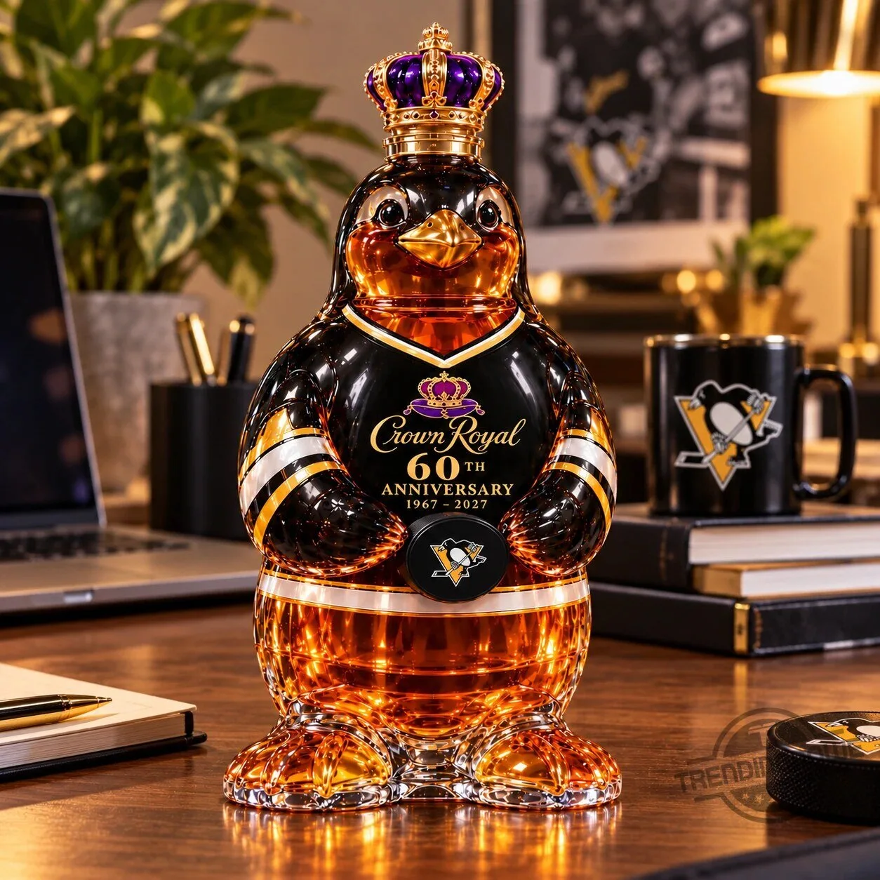 Crown Royal Pittsburgh Penguins 60th Anniversary Limited Edition Whisky Bottle Decanter 6 Crown Royal Pittsburgh Penguins 60th Anniversary Limited Edition Whisky Bottle Decanter