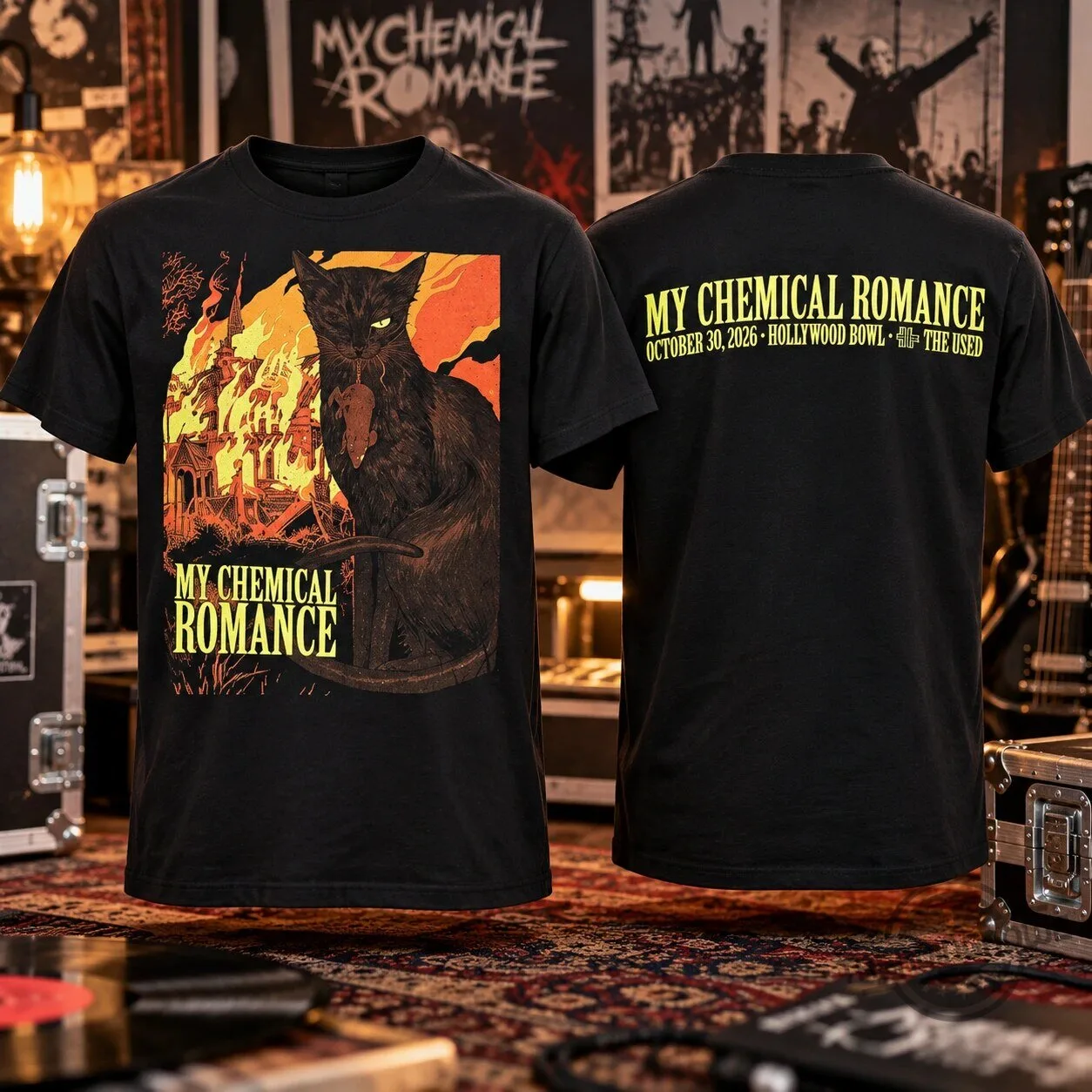 My Chemical Romance Hollywood Bowl 2026 Black Cat Tour Shirt 5 My Chemical Romance Hollywood Bowl 2026 Black Cat Tour Shirt
