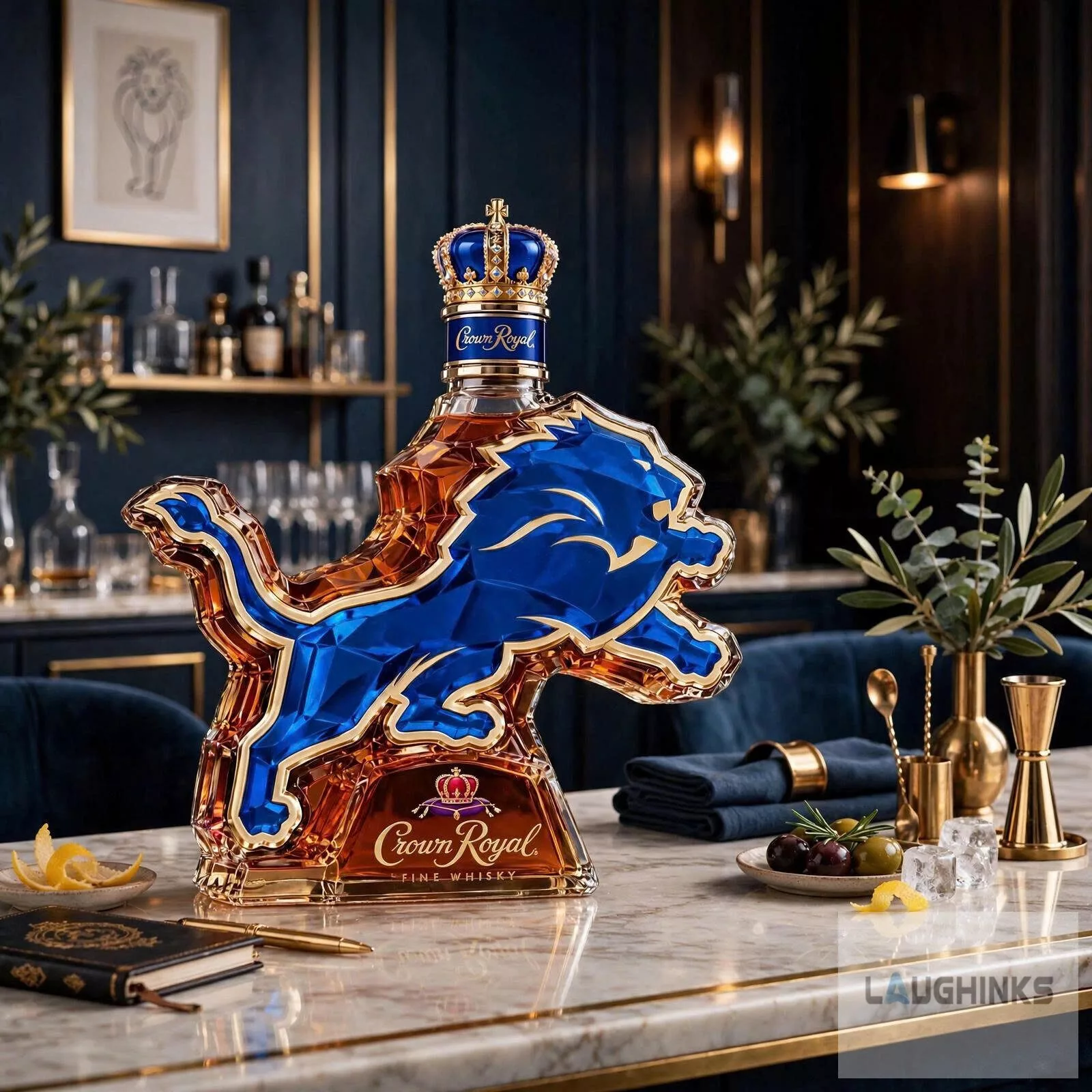 Crown Royal Detroit Lions Limited Edition Whiskey Decanter 6 Crown Royal Detroit Lions Limited Edition Whiskey Decanter