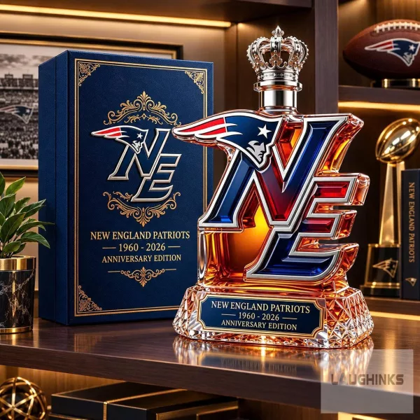 Crown Royal New England Patriots Anniversary Edition Whiskey Decanter Liquor Bottle