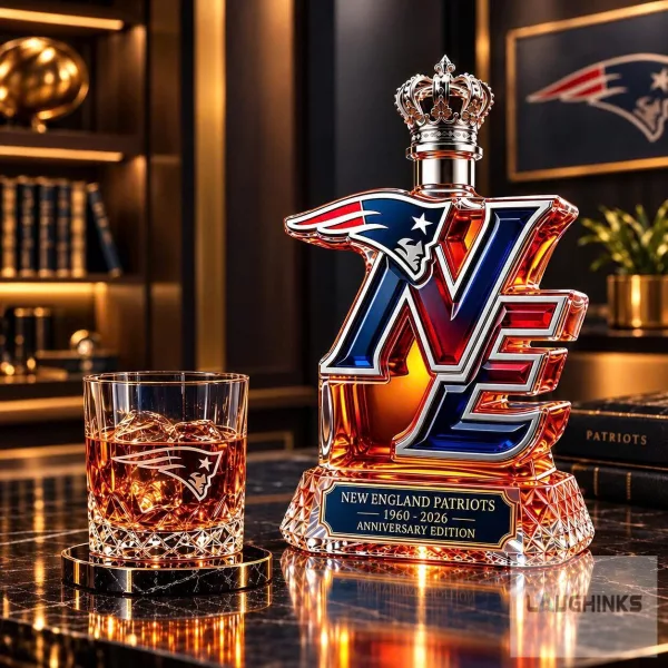 Crown Royal New England Patriots Anniversary Edition Whiskey Decanter Liquor Bottle