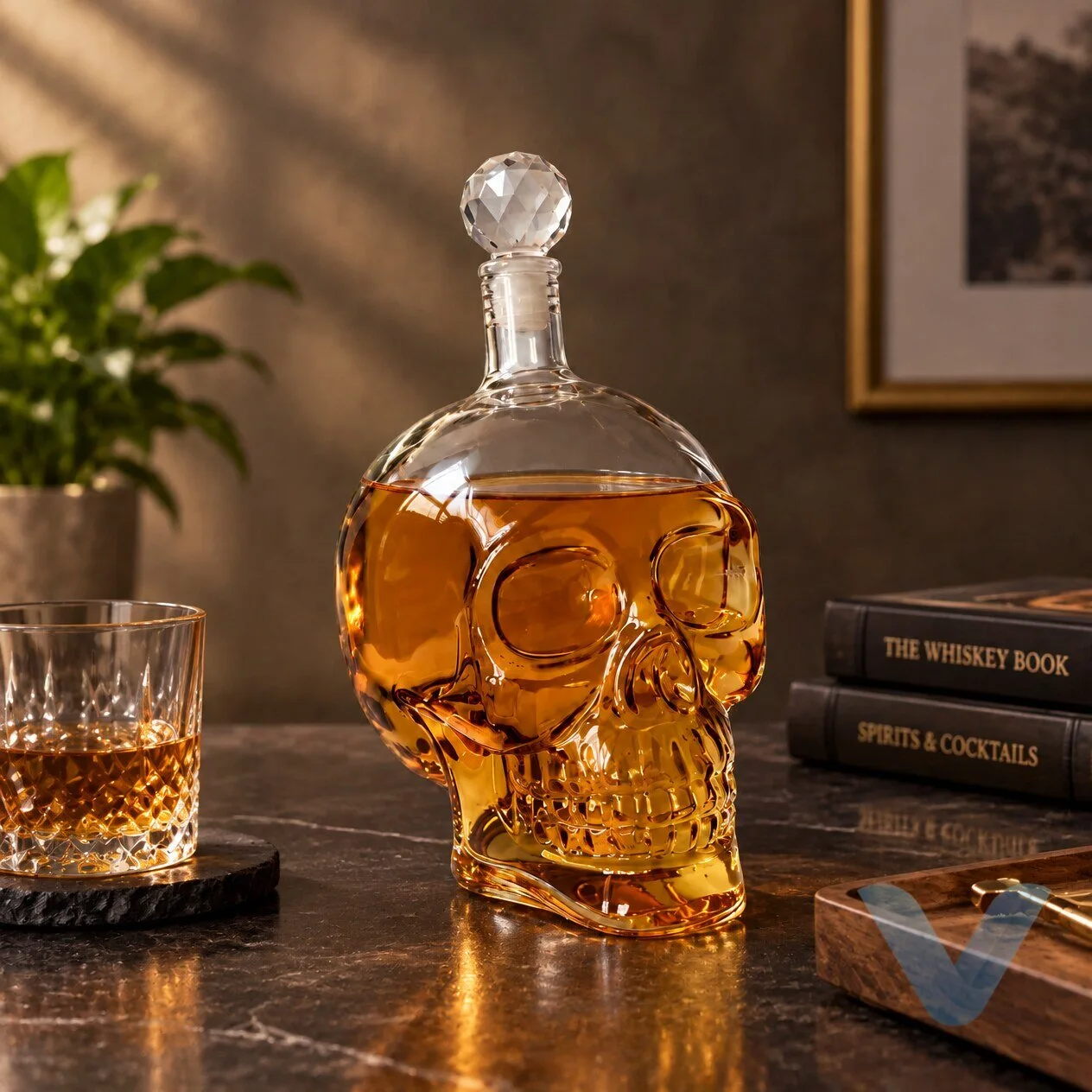 1980s Clear Glass Skull Decanter 5 1980s Clear Glass Skull Decanter