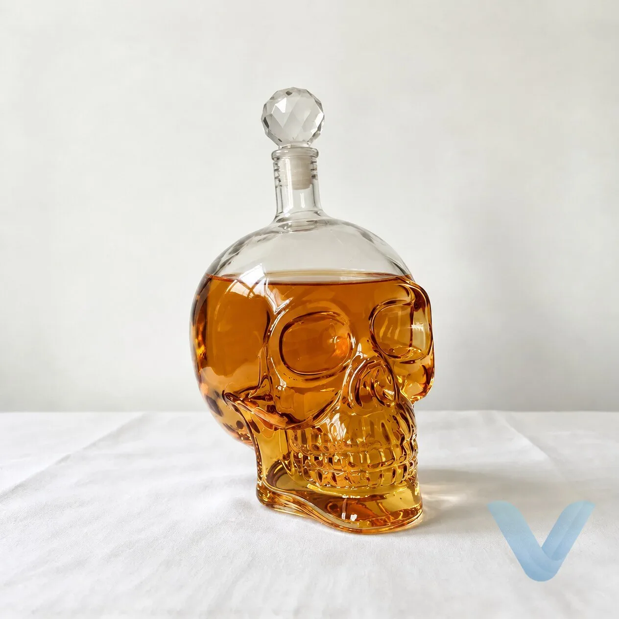 1980s Clear Glass Skull Decanter 6 1980s Clear Glass Skull Decanter